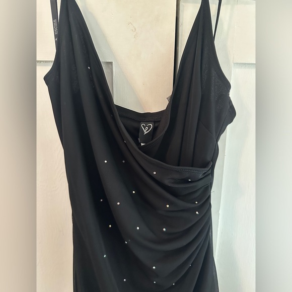 Black formal dress with rhinestones, fitted. Size Medium - Picture 2 of 4